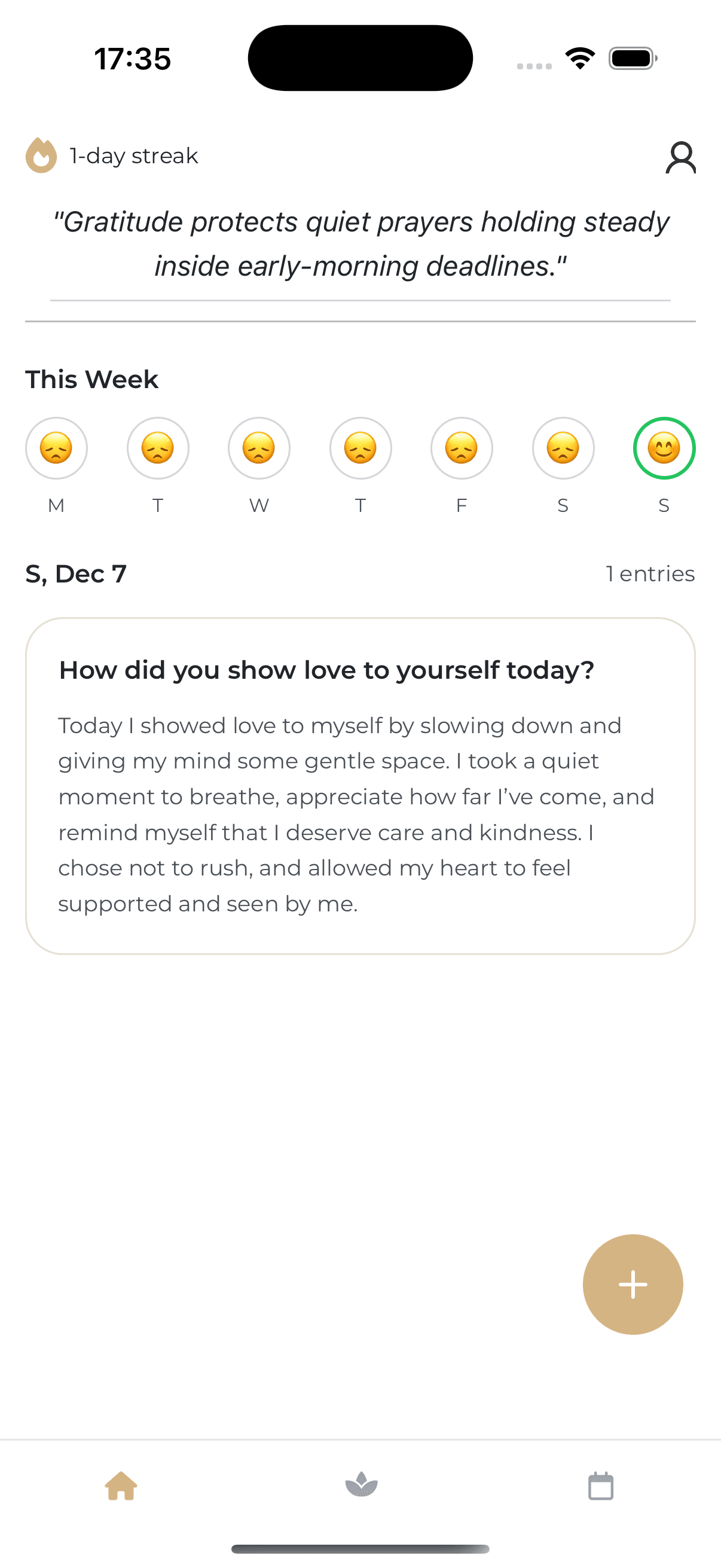 Gratitude screen preview